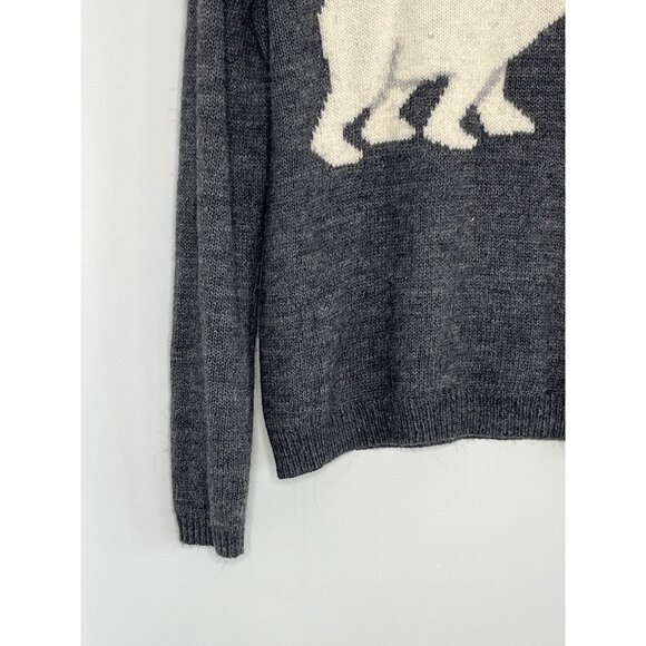 Garnet HIll Gray Wool Alpaca Ribbed Knit Sweater‎ Pullover Polar Bear Graphic S - Picture 2 of 8